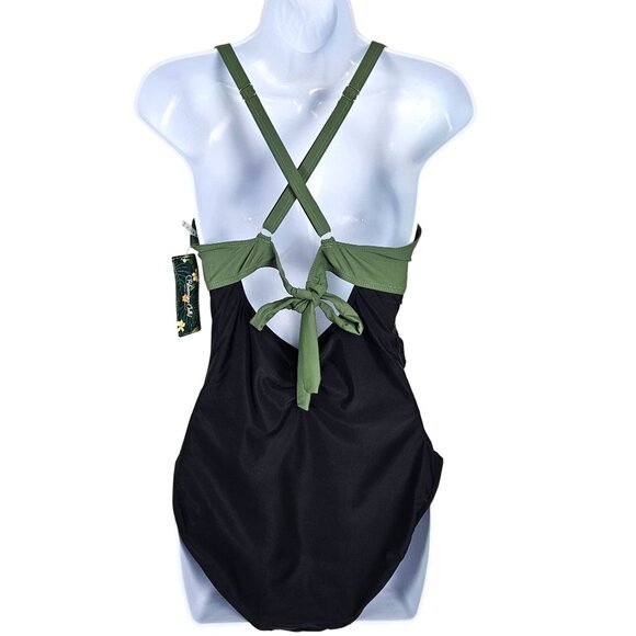Blooming Jelly Womens One-Piece Swimsuit Ruched Cross Back Ties Size Large - Picture 6 of 12